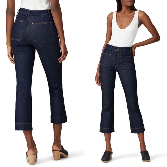 KHAITE The Raquel Sailor Cropped Kick Flare Jeans Raw Dark Wash Size 30 NEW - Picture 4 of 12